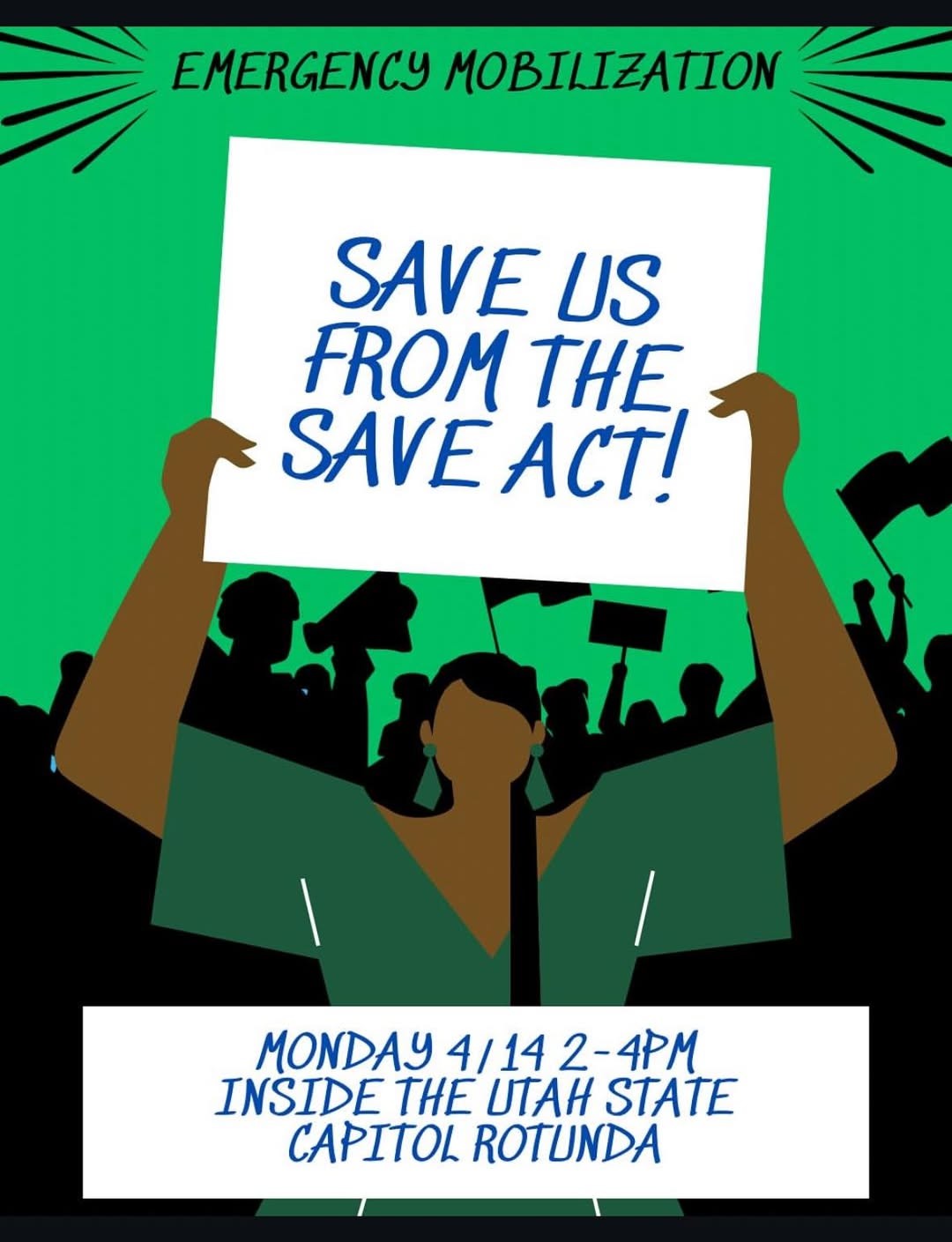 🚨Emergency Mobilization🚨 SAVE US FROM THE SAVE ACT!  Utah State Capitol inside the Rotunda Monday, April 14th @ 2PM  #RISE #RALLY #RESIST  #Politics #USPol #USA #UTPol #Utah
