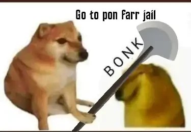A dog bashing another dog with a Vulcan lirpa, saying "Go to pon farr jail"